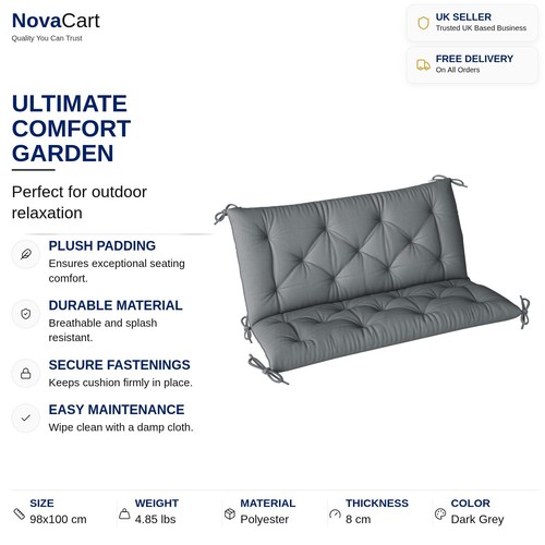 Dark grey seater cushion - cushion,